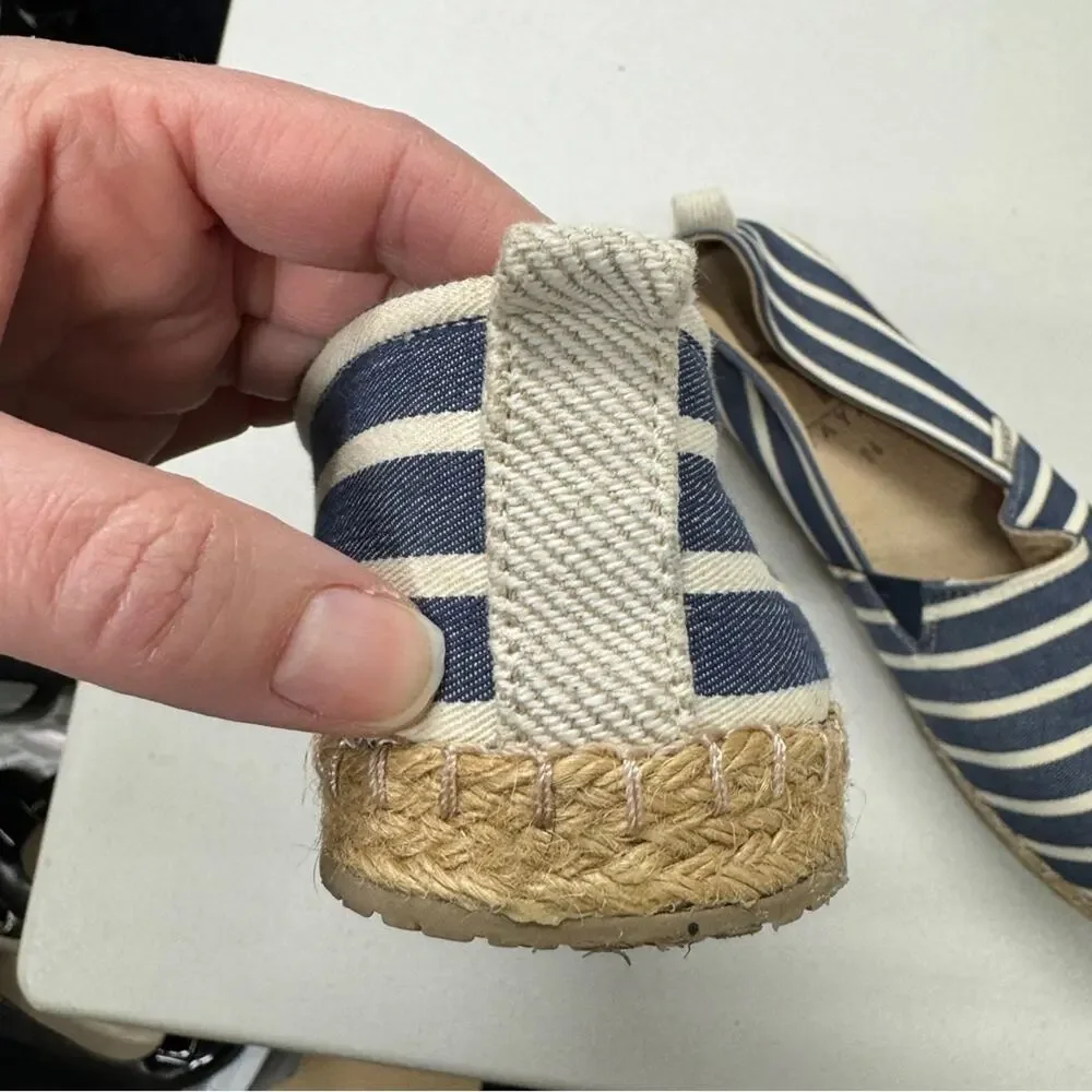 Yaya’s Blue Striped Canvas Espadrille Slip On Flats Shoes Womens 8.5 Beachy
